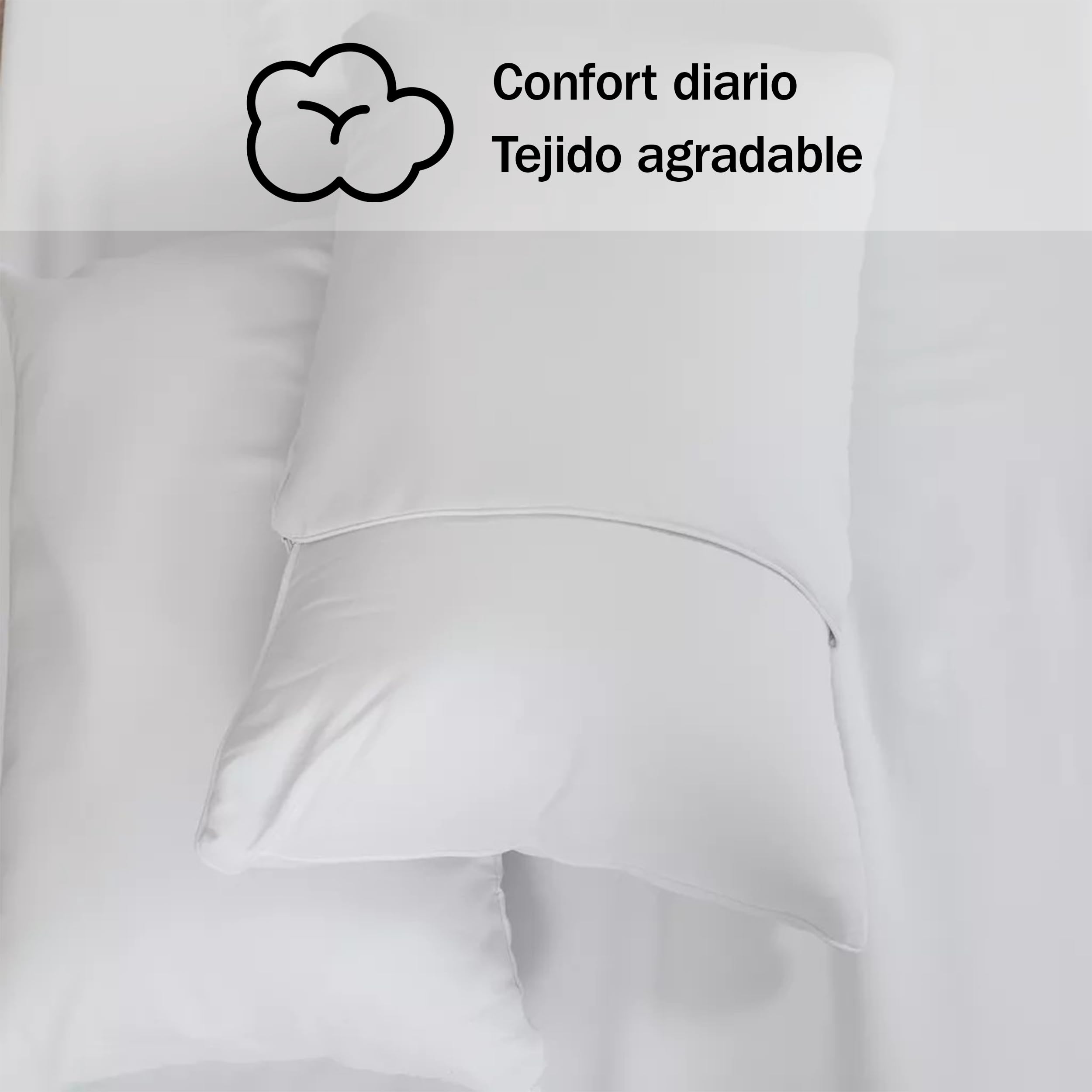 H HANSEL HOME Juego de 2 Fundas de Almohada con Cremallera – Protector de Almohada 100% Microfibra Transpirable y Suave – 70x45cm, Blanco — view 3