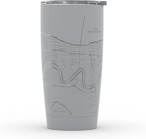 Vista 157 de Well Told Vaso de café aislado con diseño de mapa de Nueva York grabado, taza de acero inoxidable grabada (20 onzas, negro) con aislamiento de mapa