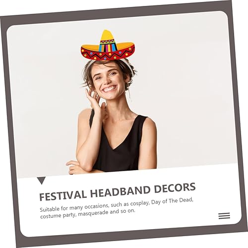 Miniatura 3 de Didiseaon 6 diademas mexicanas para fiestas de cumpleaños, decoraciones mexicanas, sombrero de paja, sombrero de paja, sombrero de diadema,