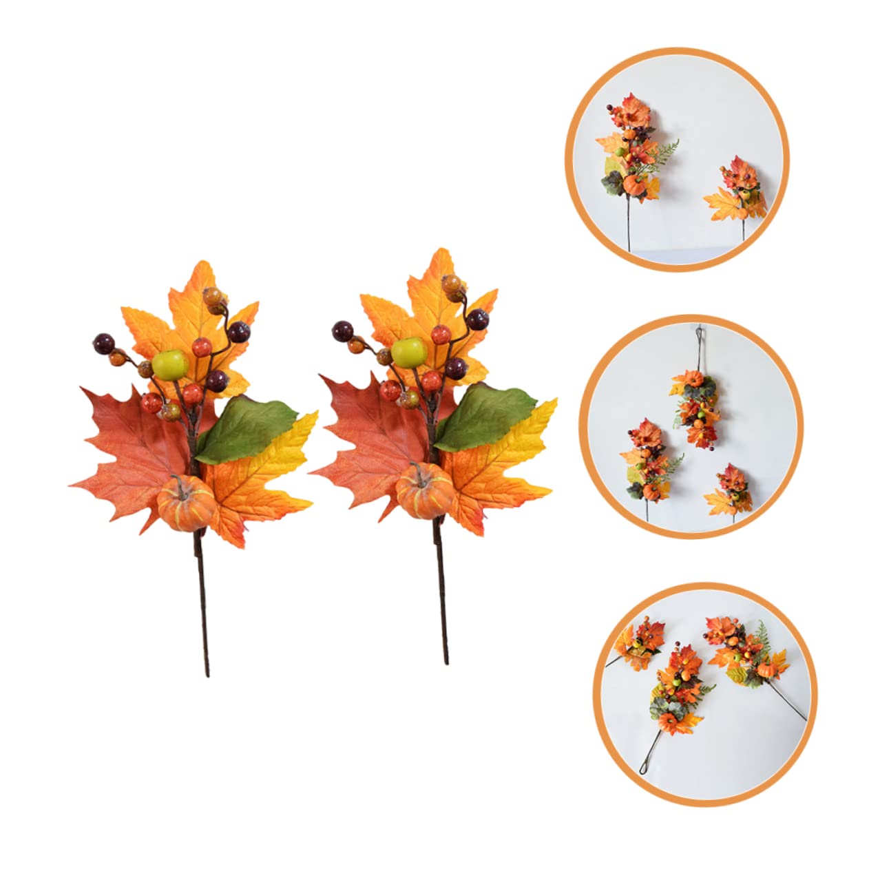5 Sets Realistische Künstliche Kürbis Maple Leaf Zweig Herbst Saisonale Decor Thanksgiving Home Dekoration Set 2 Stücke * 5