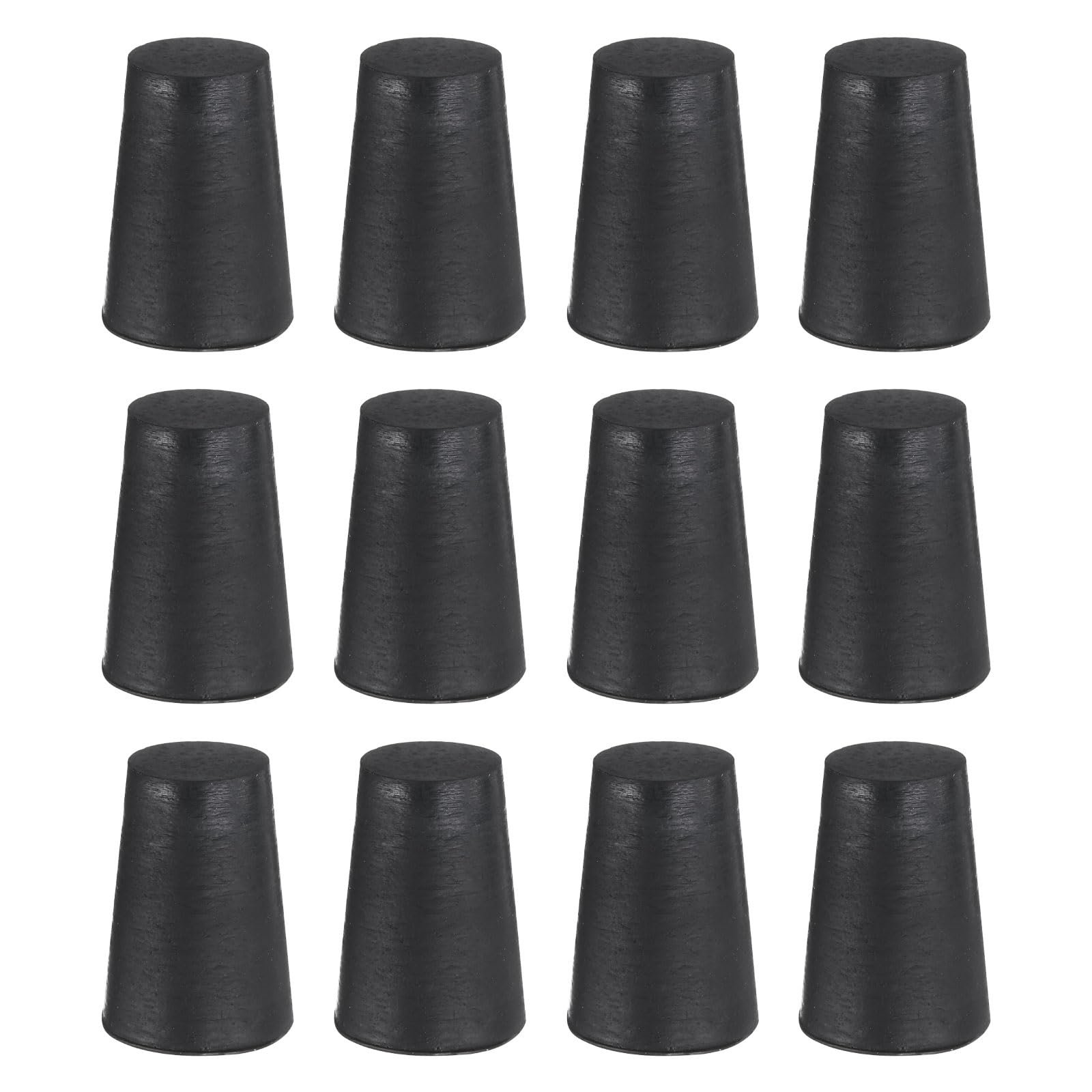 uxcell 12 Pcs Silicone Rubber Tapered Plug, 13mm to 18mm High-Temperature Solid Rubber Stoppers Silicone Plugs for Hole Plugs, Spraying, Coating, Painting Protection, Black, 25mm
