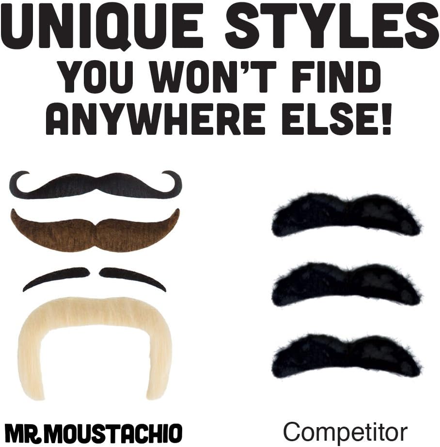 Mr. Moustachio's Top 10 Manliest Mustaches of All Time Assortment,Black,One-Size : Clothing, Shoes & Jewelry