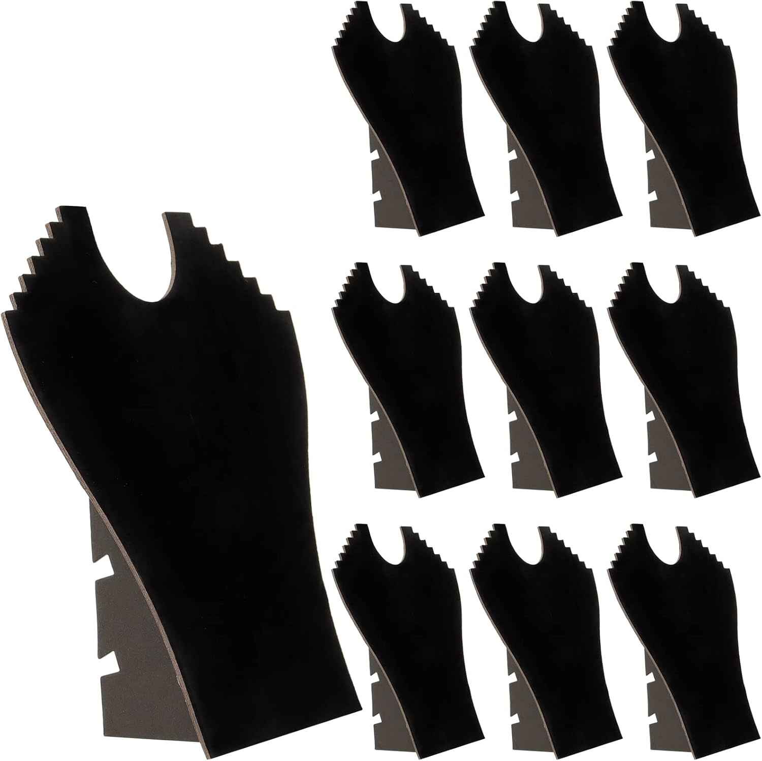 MOUYAT 10 Pack Black Necklace Display, 9.6 x 9.2 Inch Velvet Necklace Display Holder with Reinforced Bracket, Necklace Display Stands For Selling, Jewelry Organization