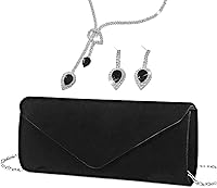 YYW 4-Piece Rhinestone Evening Clutch Purse Set with Necklace & Earrings for Women - Sparkling Party Wedding Handbag
