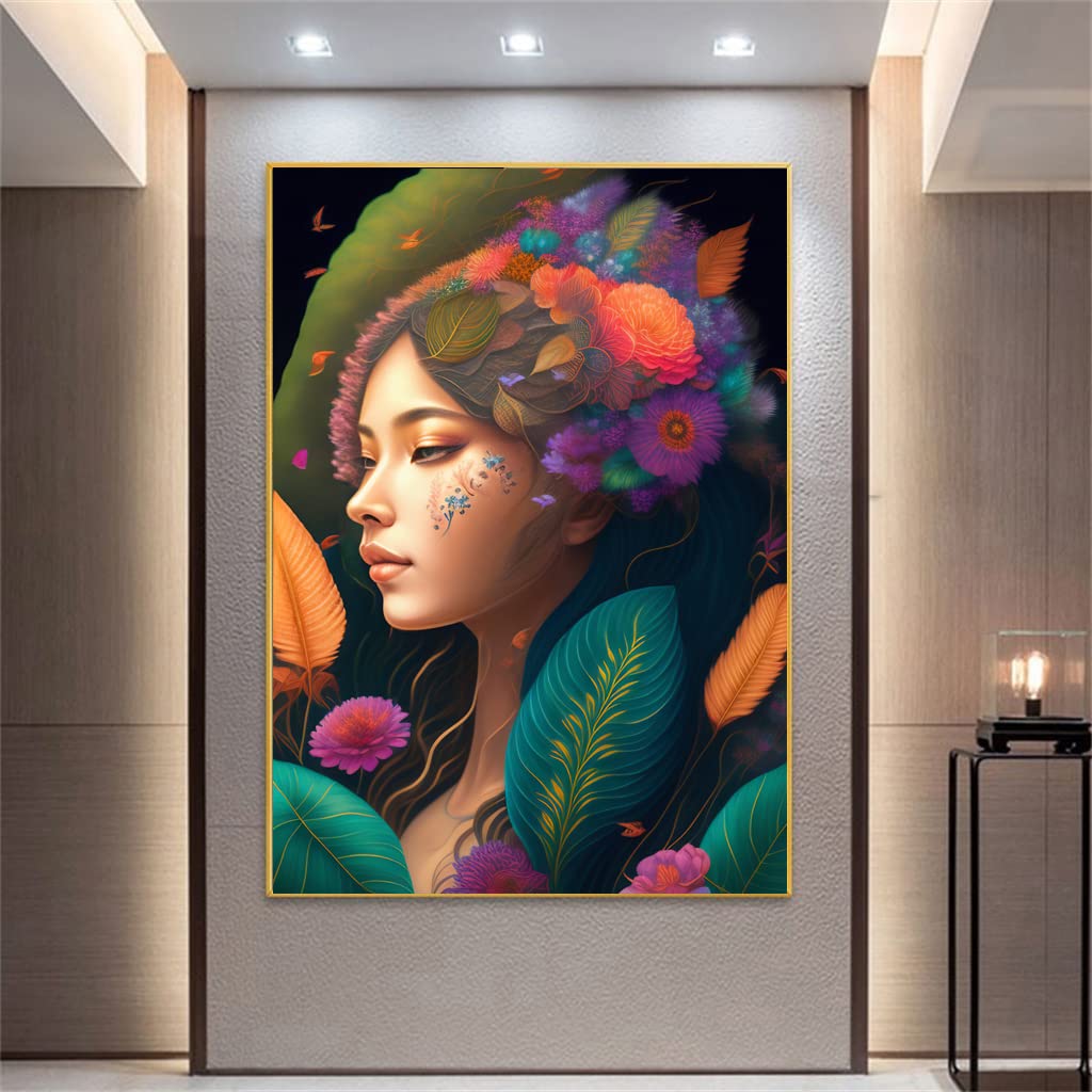 D.V TECH CANVAS PAINTING FOR LIVING ROOM| DRAWING ROOM |WITHOUT FRAME NATURE GIRL CANVAS PAINTING ART (SMALL/20X12)