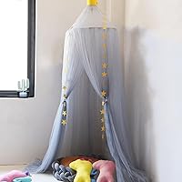 Vista 12 de ESUPPORT Toldo de cama de princesa, cúpula de encaje, mosquitera, tienda de campaña para colgar decoración del hogar, cortinas de red, rincón