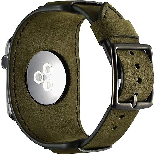Miniatura 3 de Compatible con correas de Apple Watch de 1.496 pulgadas, 1.575 pulgadas, 1.614 pulgadas, correa de cuero genuino retro de caballo loco para iWatch