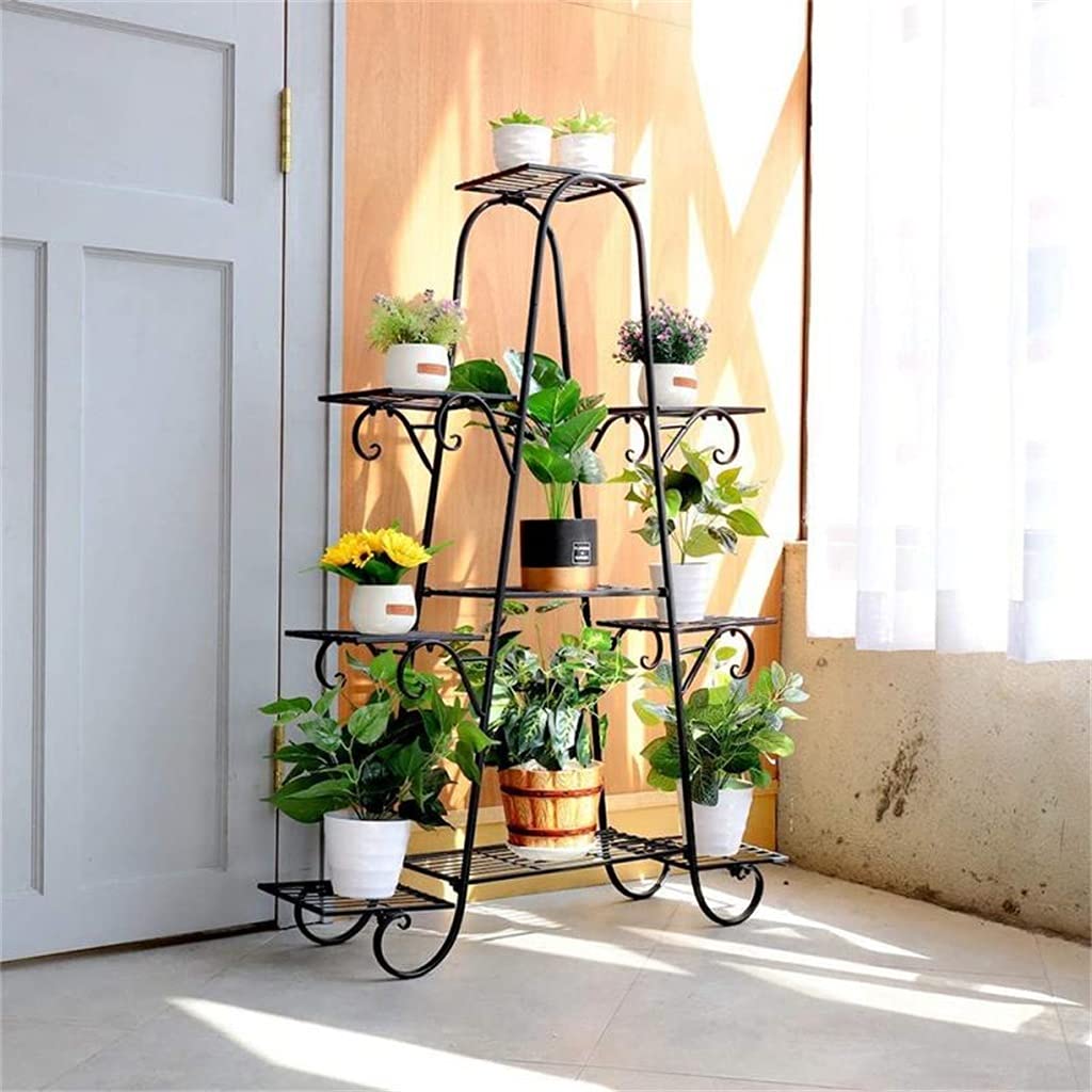 Support pour plantes en métal - Support pour pot de fleurs - Meuble de balcon - Support pour plantes d'intérieur