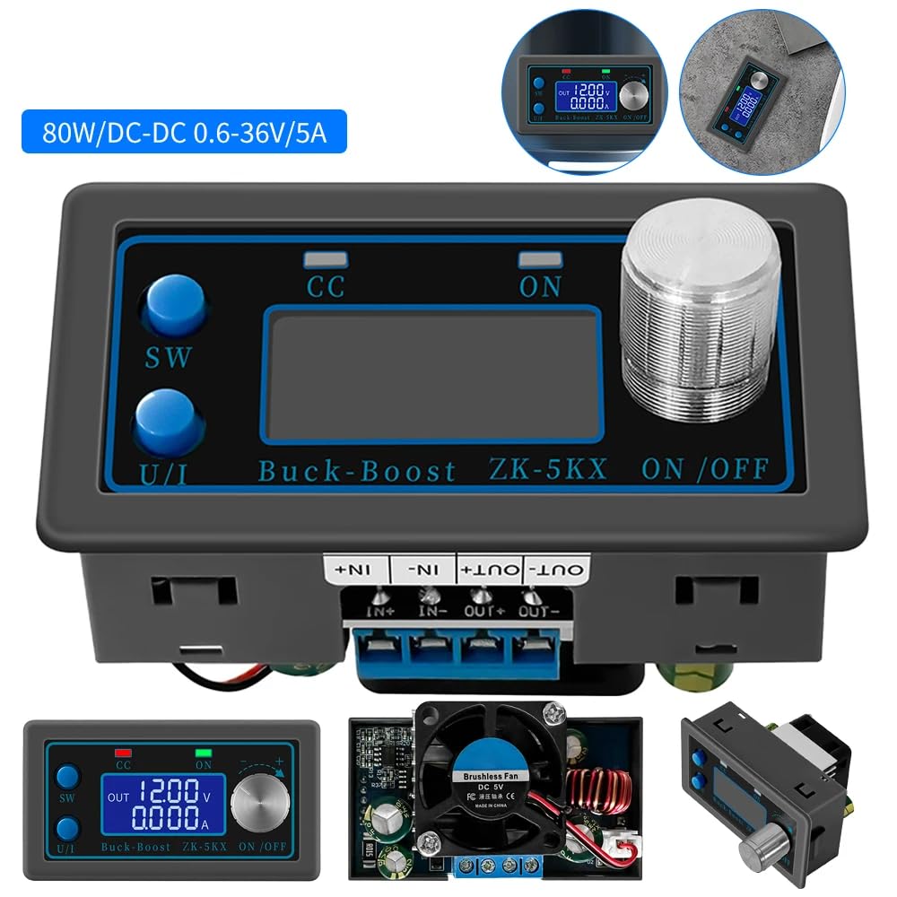 Convertisseur Boost Numérique LCD - Entrée 6-36V, Sortie 0.6-36V, 5A 80W, Avec Contrôle Programmable - 3