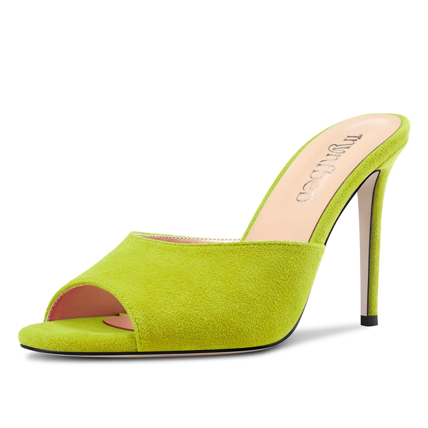 TNYNFBEB Women Stiletto High Heel Peep Open Toe Sandals Slingback Slip-on Wedding Office Cute Basic Classic 3.9 Inches Heels
