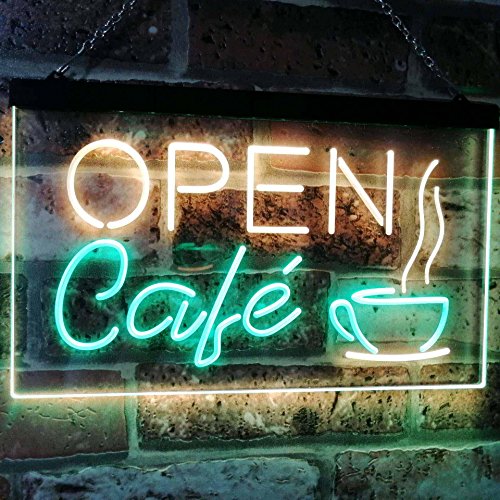 ADVPRO Café Open Coffee Kitchen Decoration Bar Beer Dual Color LED Neon Sign Green & Yellow 24