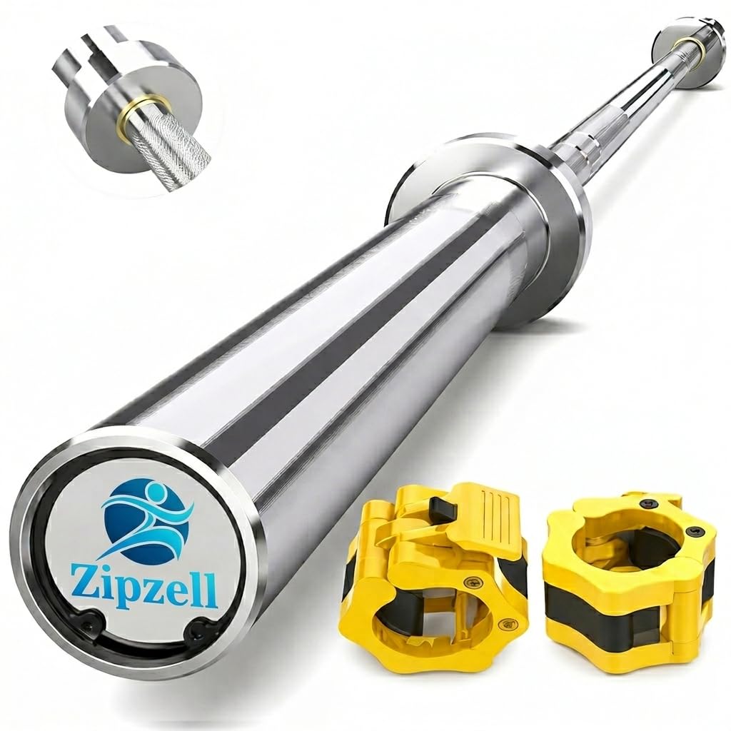 Sports Olympic Barbell Rod, 3 Feet Chrome Finish, 28mm Internal and 50mm Outer Diameter, with PVC Collars for Weightlifting, Powerlifting, Home Gym-image-35