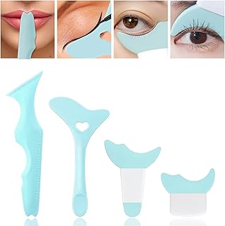 Asaisimg 4 Pcs Eyeliner Stencils Eye Makeup Aid Tool, Mascara Shield Eyelash, Eyeshadow, Eyeliner Applicator Guide Eyeliner Tool for Makeup Beginner, Easy to Use
