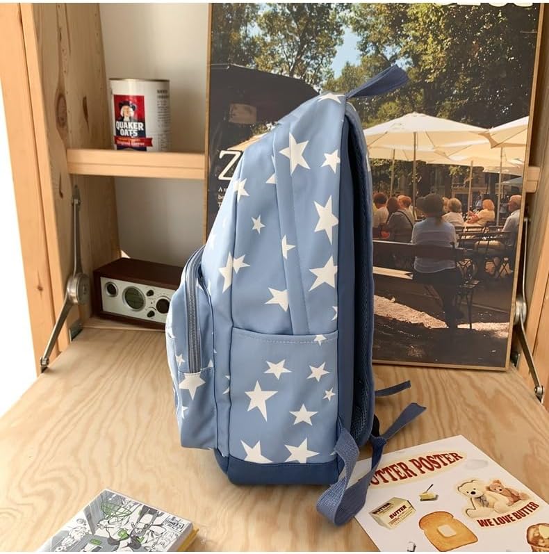 Y2K Backpack Women Men, Cute Daypack Grunge Stars Vintage Chic Trendy Design Bookbag Backpack Daily Use Hiking Trip (blue) - Image 7