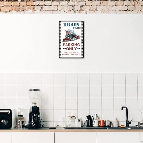 Miniatura 8 de Letreros metálicos de cruce de ferrocarril, decoración de pared de tren, 8 x 12 pulgadas, perfecto para regalos para los amantes de la habitación de