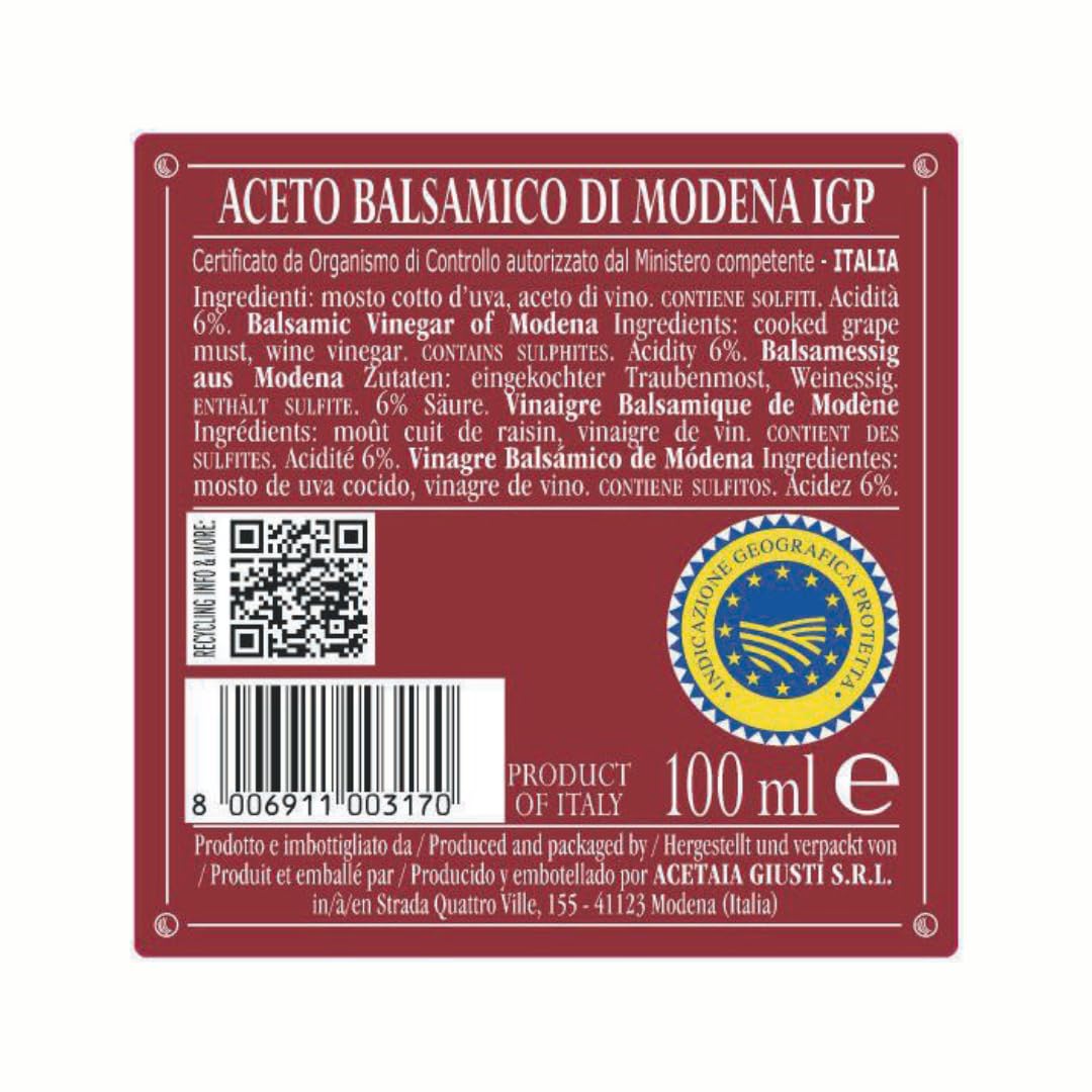 Historical Collection - Balsamic Vinegar of Modena IGP - 3 Gold Medals "Riccardo Giusti" - Champagnottina with carton - 100 ml