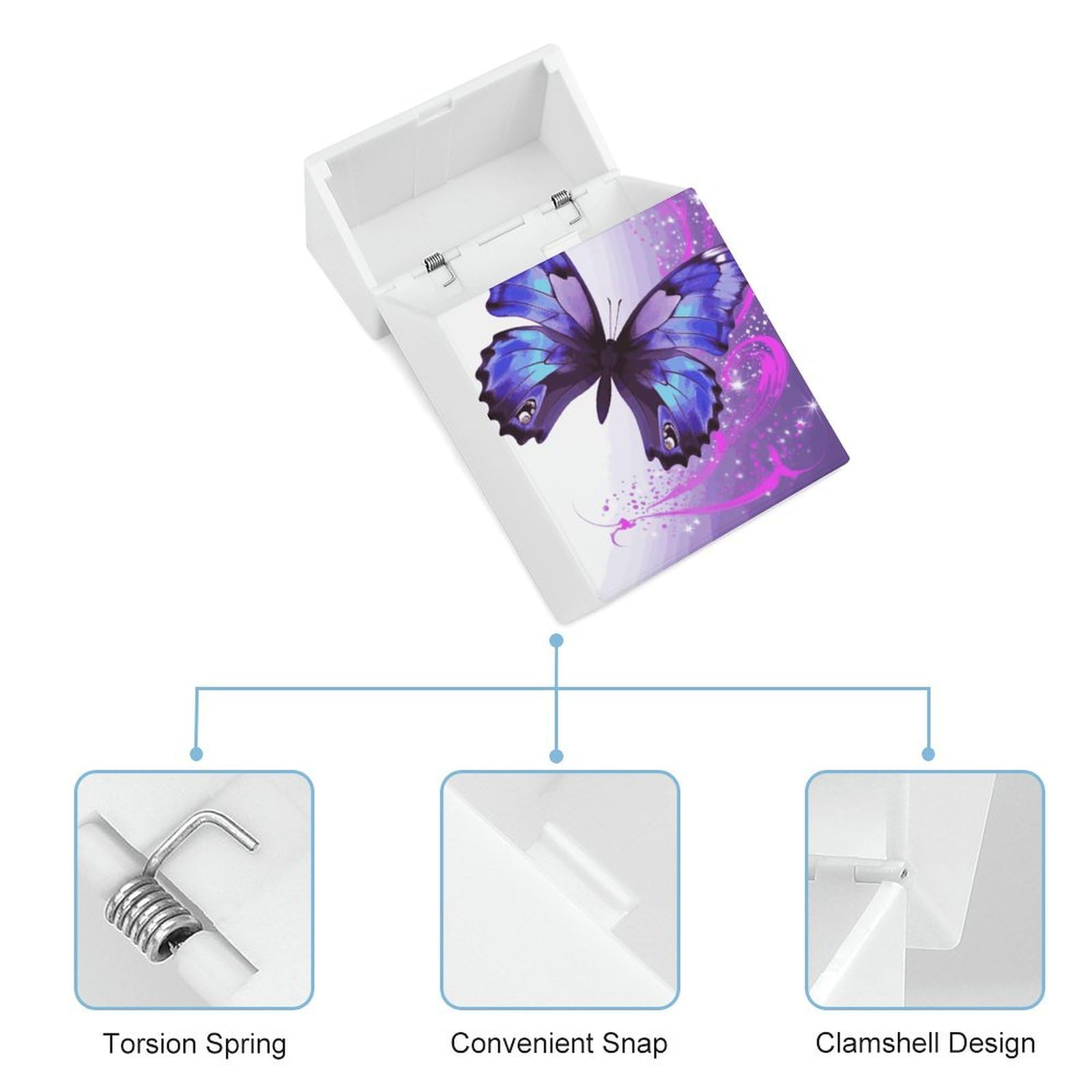 Amazon.com: Purple Butterfly Cigarette Case Normal Size Cigarette Holder  Case Skul Style Box 20 Capacity Women and Men Perfect for Roll Your Own  Cigs : Health & Household