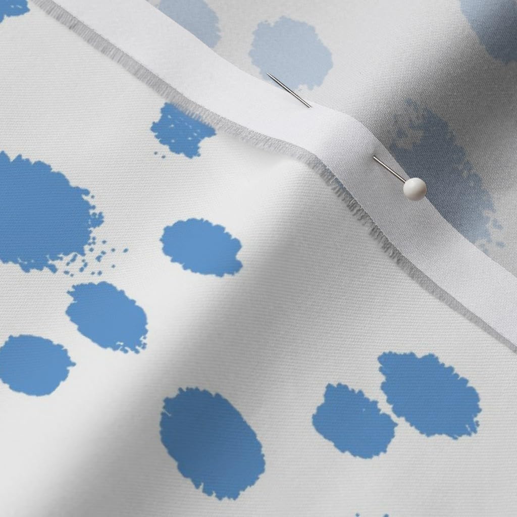 Spoonflower Fabric - Dots Dragon Blue Spots Animal Paint Sky White Print Abstract Splatter Printed on Organic Cotton Sateen Fabric by The Yard - Sewing Quilting Apparel Home Decor