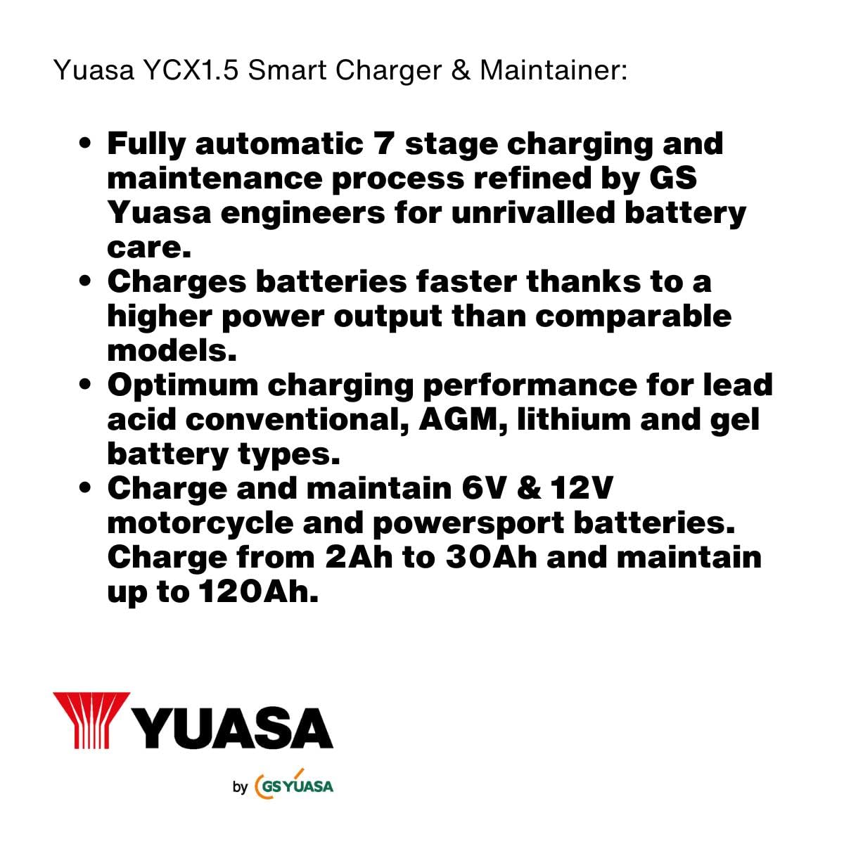 Yuasa YCX1.5 6/12 V 1,5 A inteligentna ładowarka motocyklowa
