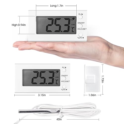 Miniatura 7 de Termómetro digital para horno -58F a 572F-58.0 F-572.0 F, termómetro con sonda, alarma de temperatura alta-baja, LCD, blanco, funciona con pilas (1)