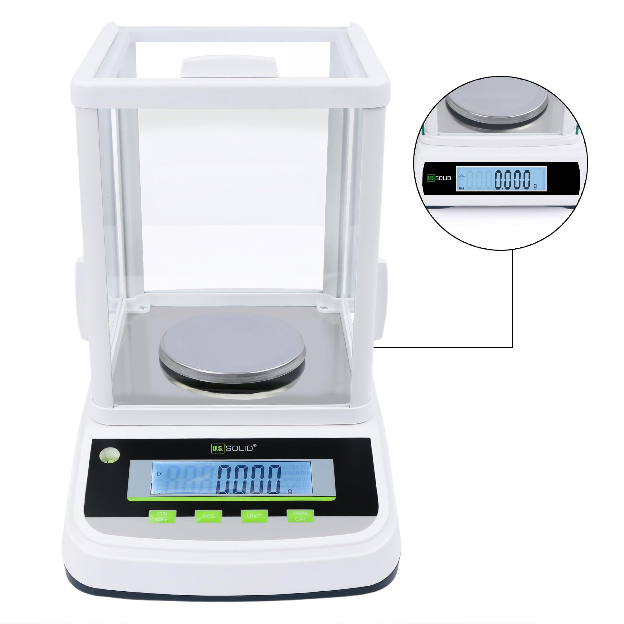 U.S. Solid Bilancia analitica da laboratorio digitale ad alta precisione con 2 schermi LCD, interfaccia USB RS232 (500gx0.001g)