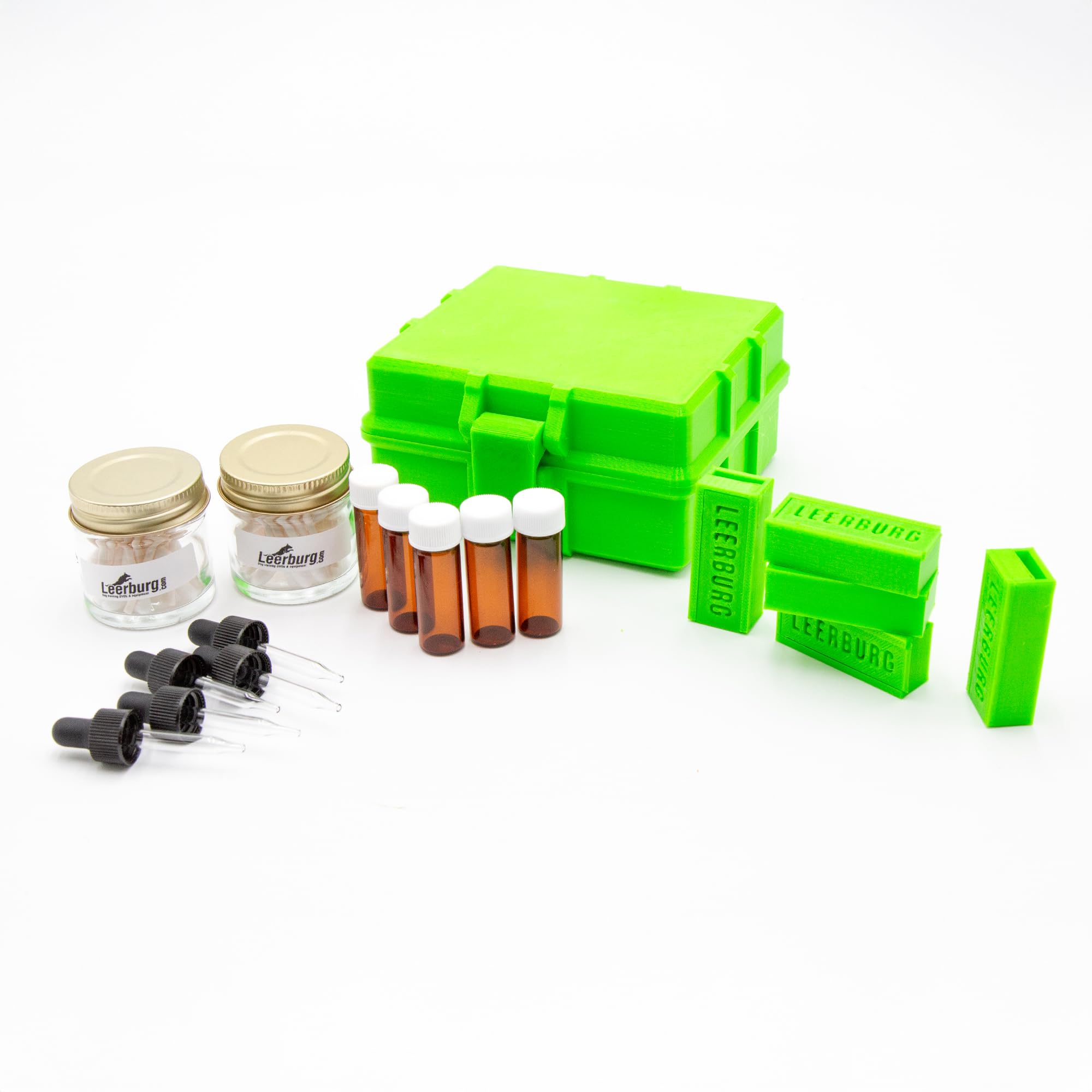 Leerburg Five Odor Scent Kit - No Odors Included, Empty Training Set for Scent Work or Police or Military Detection Dog Training (Lime Green), 5 Earth Magnet Odor Boxes/Supply Your Own Training Odors
