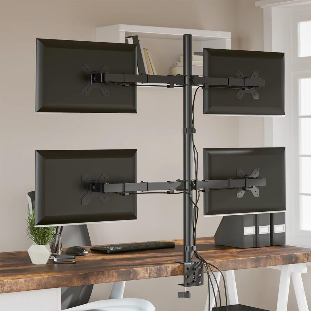 Supporto per monitor in acciaio nero VESA 75/100 mm, supporto per schermo da scrivania, organizer per monitor, altezza dello schermo per PC, laptop, stampante computer A1