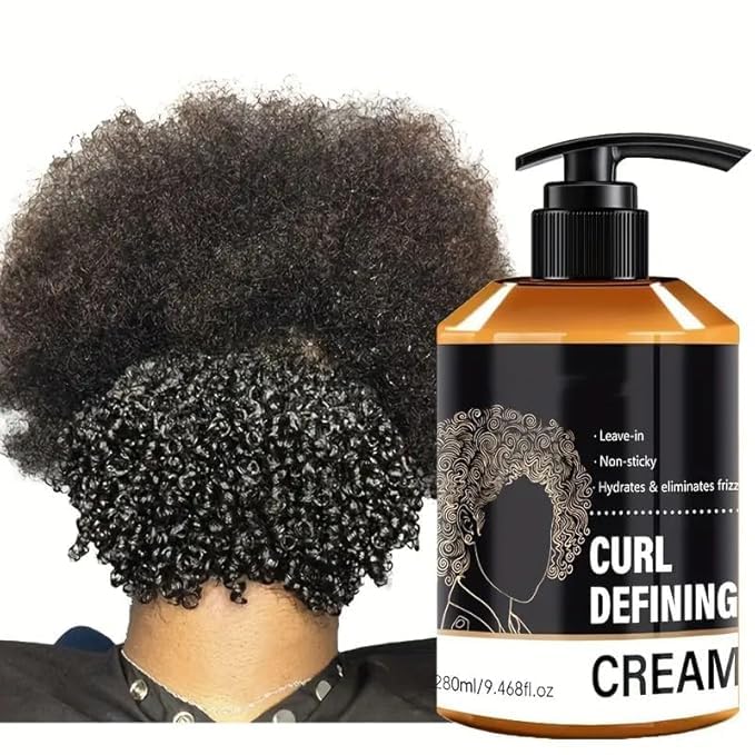 Black Castor Oil Curling Cream for Wavy, Curly, Medium to Coarse Hair, Moisturizing Anti-Frizz Hair Styling Cream, 3.53oz (280ml) - Image 4