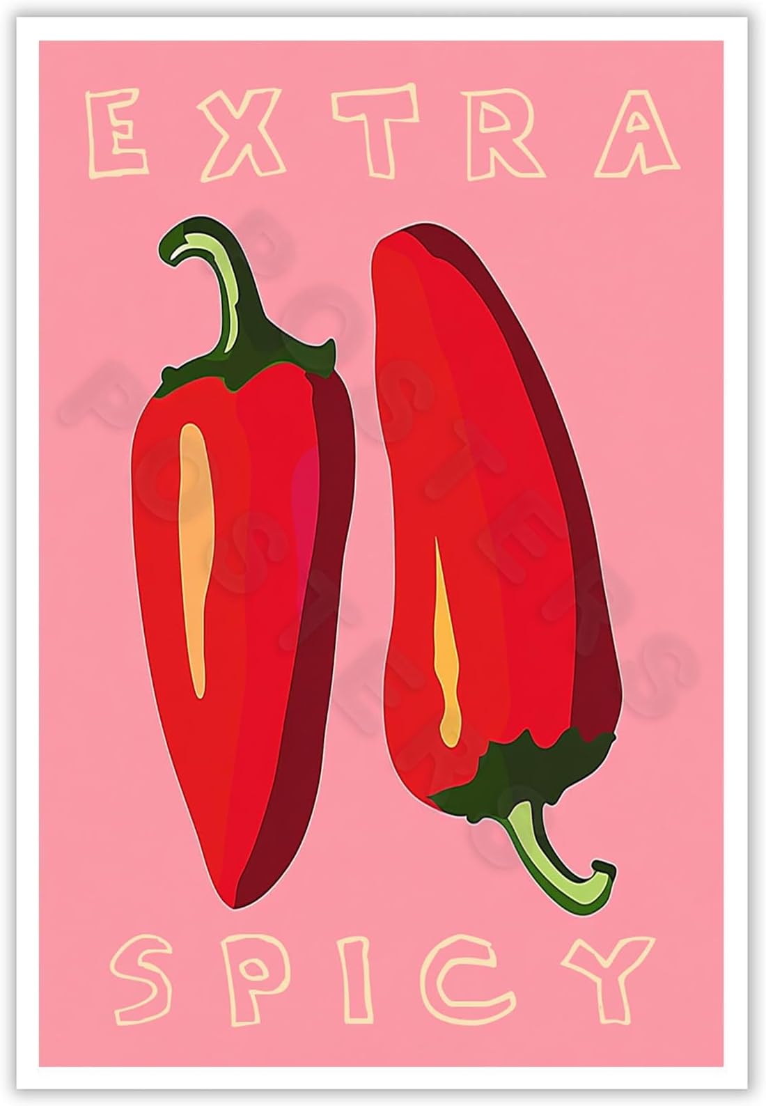 Chilli Poster Abstract Food Hot Chilli Art Print Red Canvas Wall Art Poster Minimal Kitchen Modern Aesthetic Kitchen Decor Bedroom Living Room Room Decor Aesthetics 12X16 in Unframed
