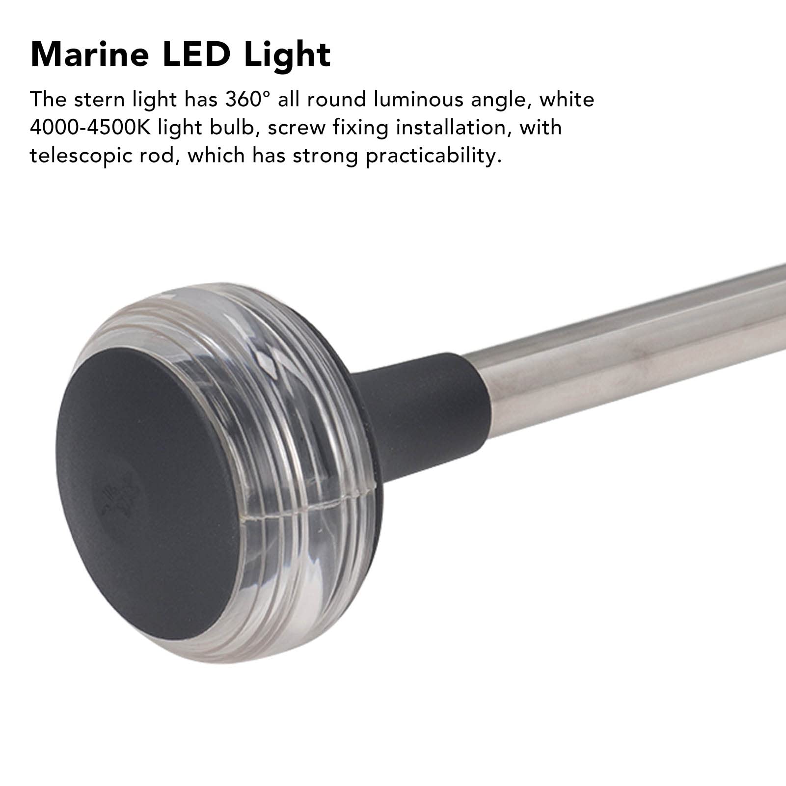24-calowa Regulowana, Wysuwana Dookólna Lampa Kotwiczna USCG 2NM DC12V/24V 3W Dookólna Lampa Nawigacyjna LED ze zdejmowaną podstawą 2-stykowy Standardowy Słupek IP65 Wodoodporny