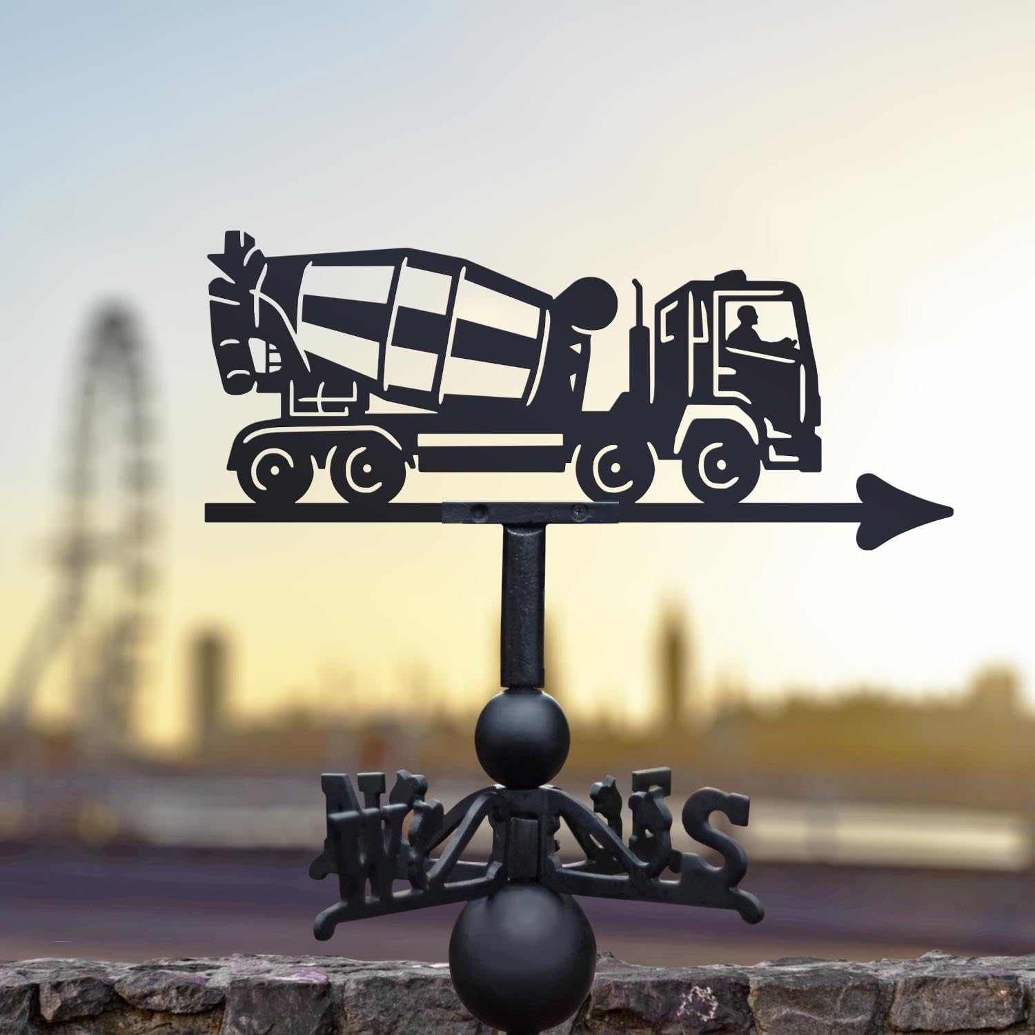 Black Cast Iron Cement Lorry Weathervane - Outdoor Garden Roof Weathervane Ornament