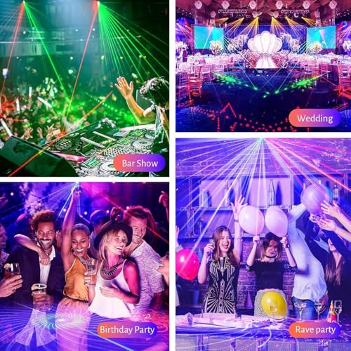 4-Lens Party Lights with Unique Blue Patterns - RGBW LED Background Strobe Light, Sound Activated DJ Stage Projector with Remote, USB Powered Rave Lights for Kids Birthday, Home Disco, Halloween (R40) by bubusan - Image 7