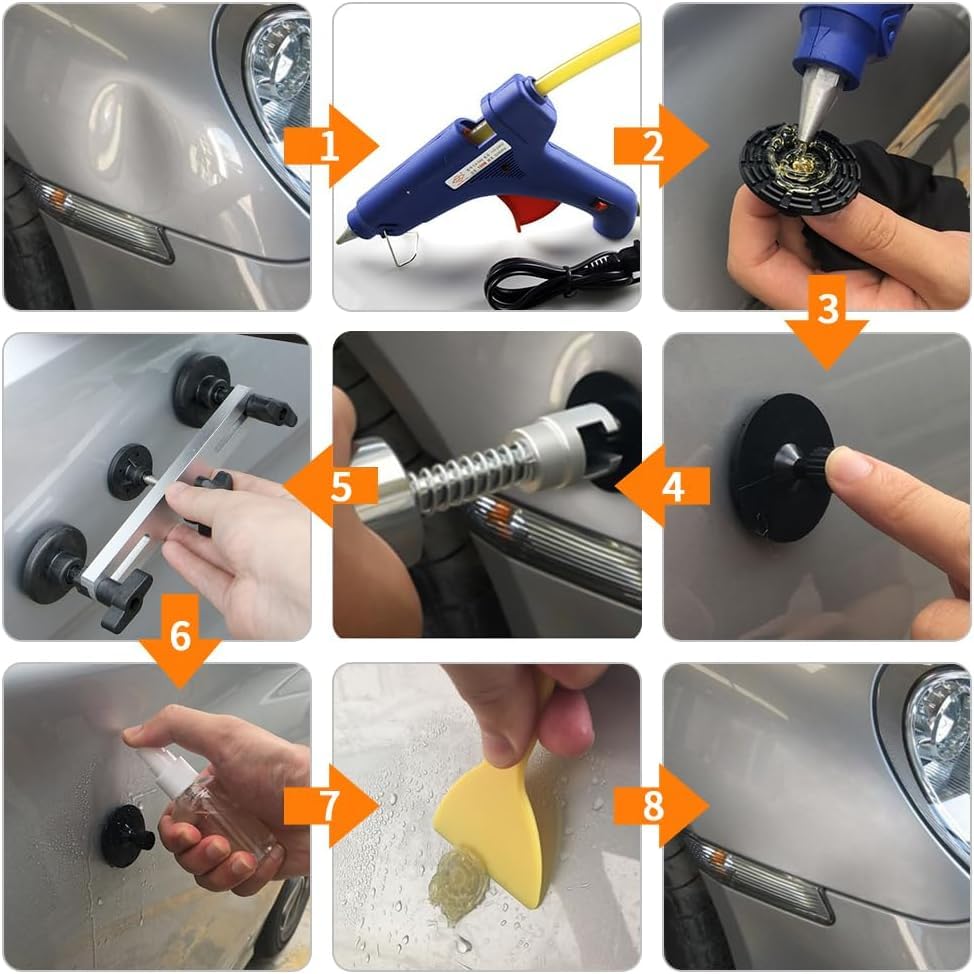 Image of Dent Puller - Car Dent Puller, 45PCS Car Dent Puller Kit with Slide Hammer T-bar Dent Puller and Bridge Dent Puller for Car Dent Repair and Metal Surface Dent Removal