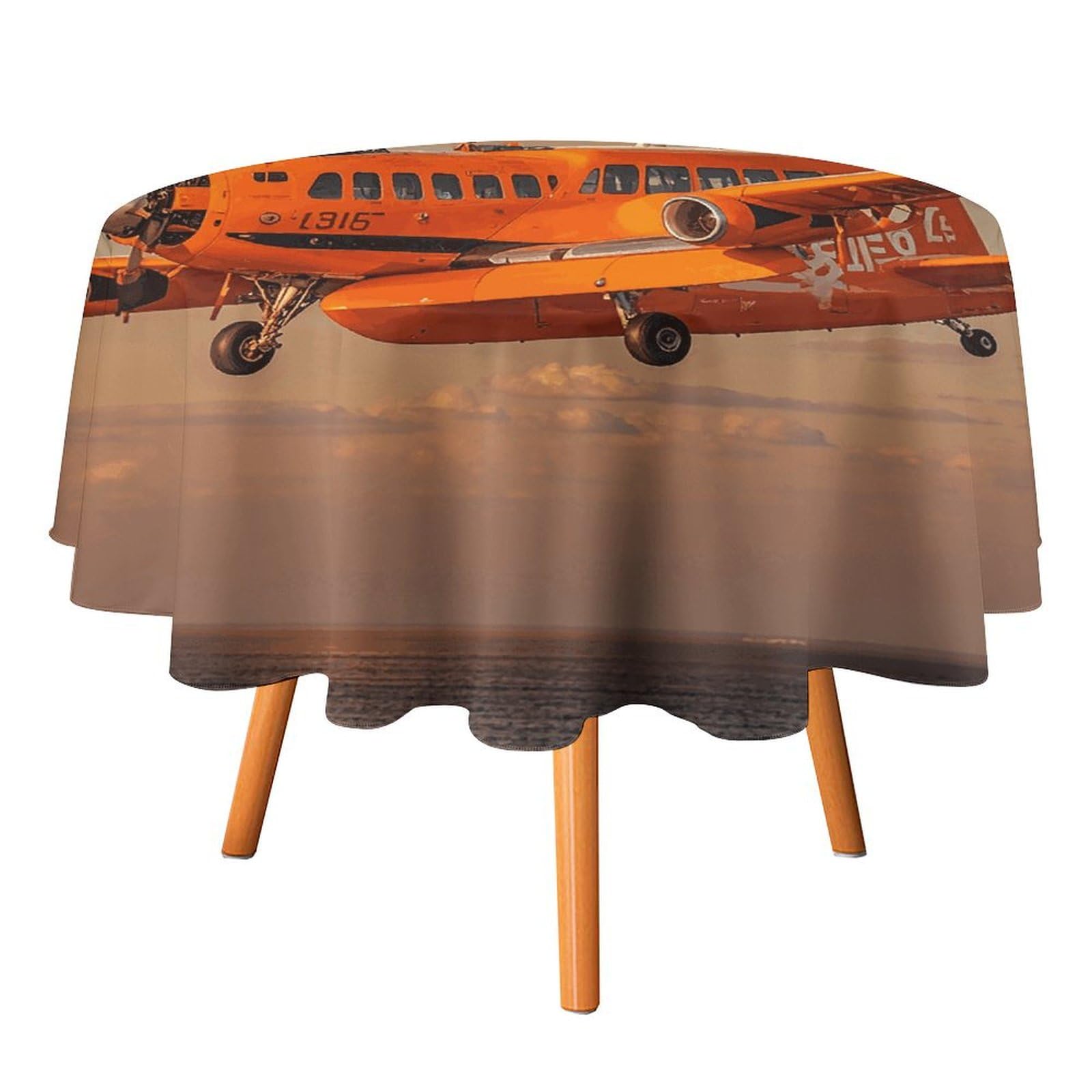 Nappe ronde orange clair 152 cm lavable pour cuisine et dîner