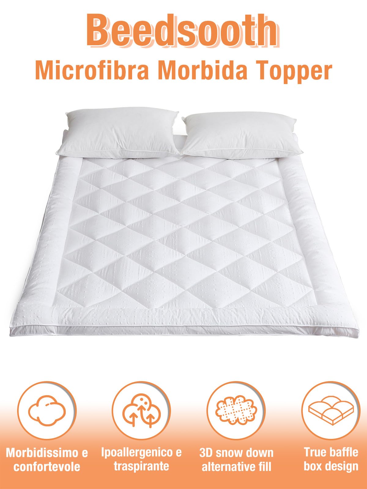 Topper Una Piazza e Mezza 120x200cm, 3D Microfibra Morbido Coprimaterasso, Antiallergico e Pieghevole Topper Piazza e Mezza, Facile da Pulire, Certificato OEKO-TEX