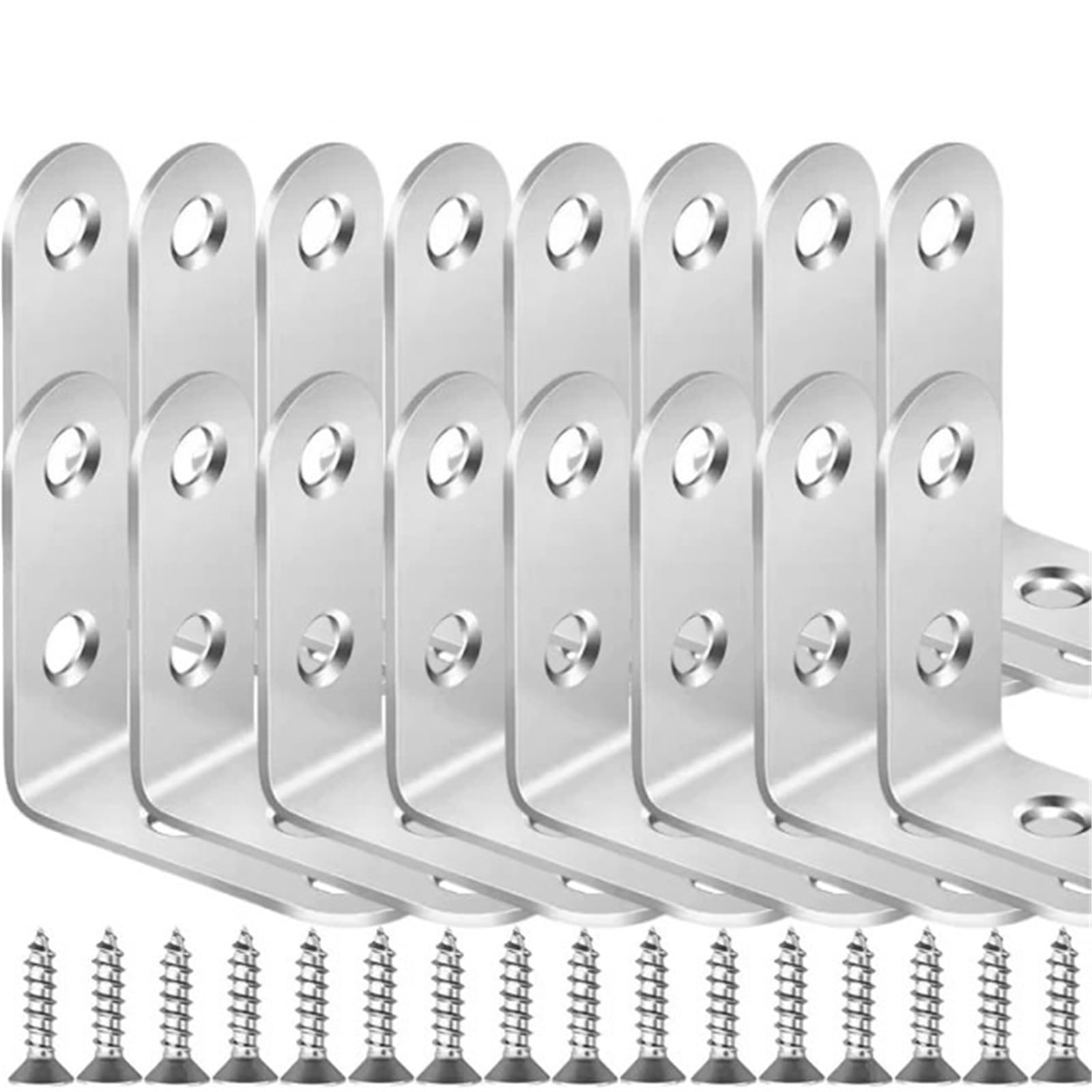 Rrypbovg 20Set-16X40mm L Brackets Stainless Steel With Screws Cabinet Corner Brace Joint Fastener Wood Screens Shelf Furniture Hardware(20Set-16X40mm)