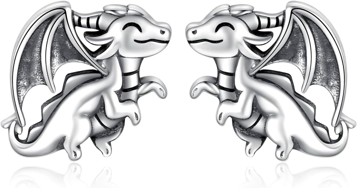 925 Sterling Silver Dragon Earrings Stud Hypoallergenic Jewelry Gifts for Women