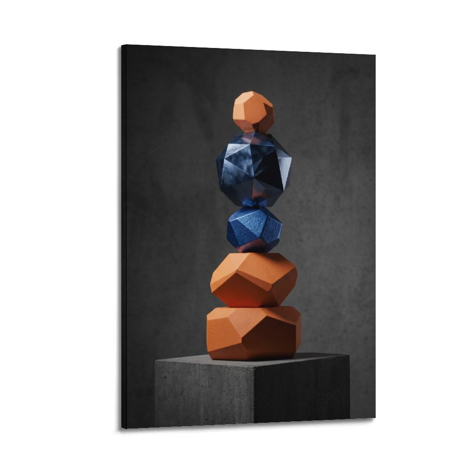 Zen Balance Poster Geometric Stone Tower Sculpture Serenity Calm Modern Decorative Canvas Prints - Ideal Wall Art for Family, Man Cave, Game Room, Boys & Girls Bedroom 20x30inch(50x75cm)