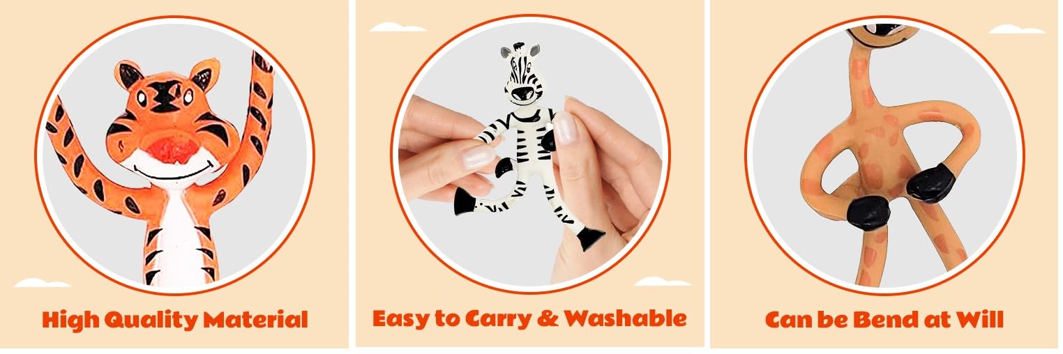 Amazon.com: 4 Inch Rubbery Bendable Jungle Safari Zoo Animals (12
