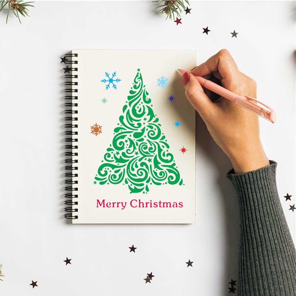 of 12Pcs Large Hollow-Out Christmas Painting PET Stencils Set Graffiti Template for Art Handcraft Scrapbooking Christmas Stencils for Painting on Wood Canvas Shirts Glass Ornaments