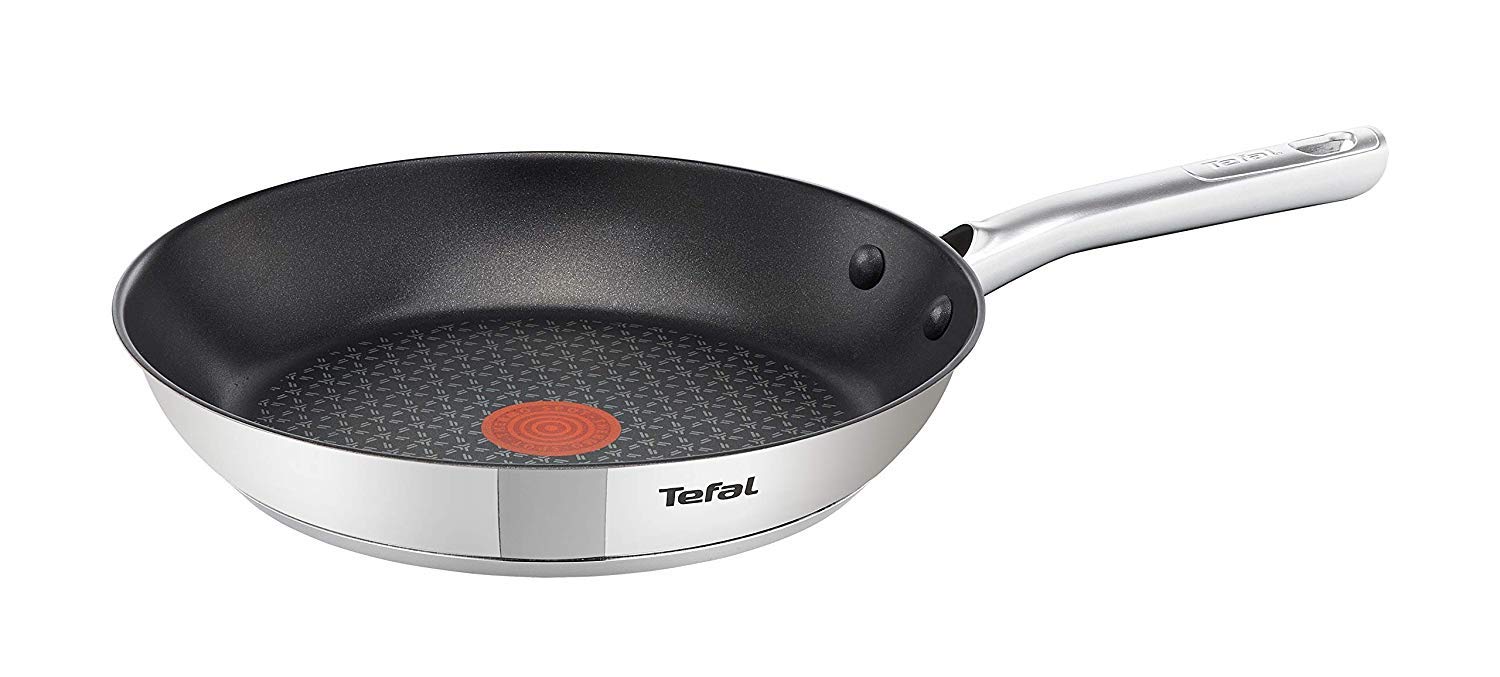 Tefal Poêle 24 cm, Induction, Revêtement antiadhésif, Acier inoxydable 18/10, Garantie 10 ans, Base 3 couches, Cuisson saine, Saisie parfaite, Duetto A7040463