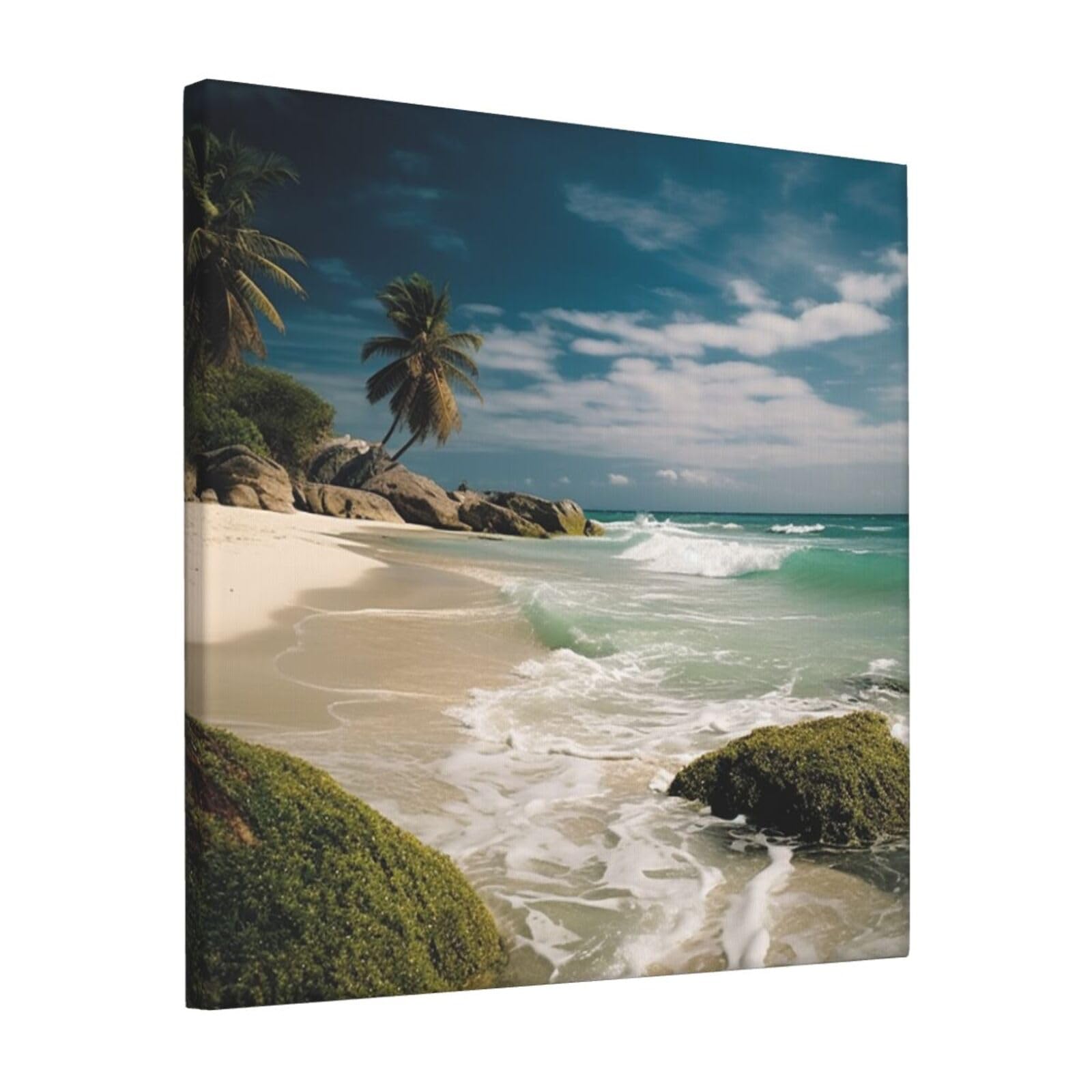FodPand Beach Ocean Canvas Wall Art for Living Room Wall Decor 12"x12" Modern Artwork Painting Pictures Hanging Canvas Prints Aesthetic Wall Art for Bedroom Bathroom Office Wallart Decor