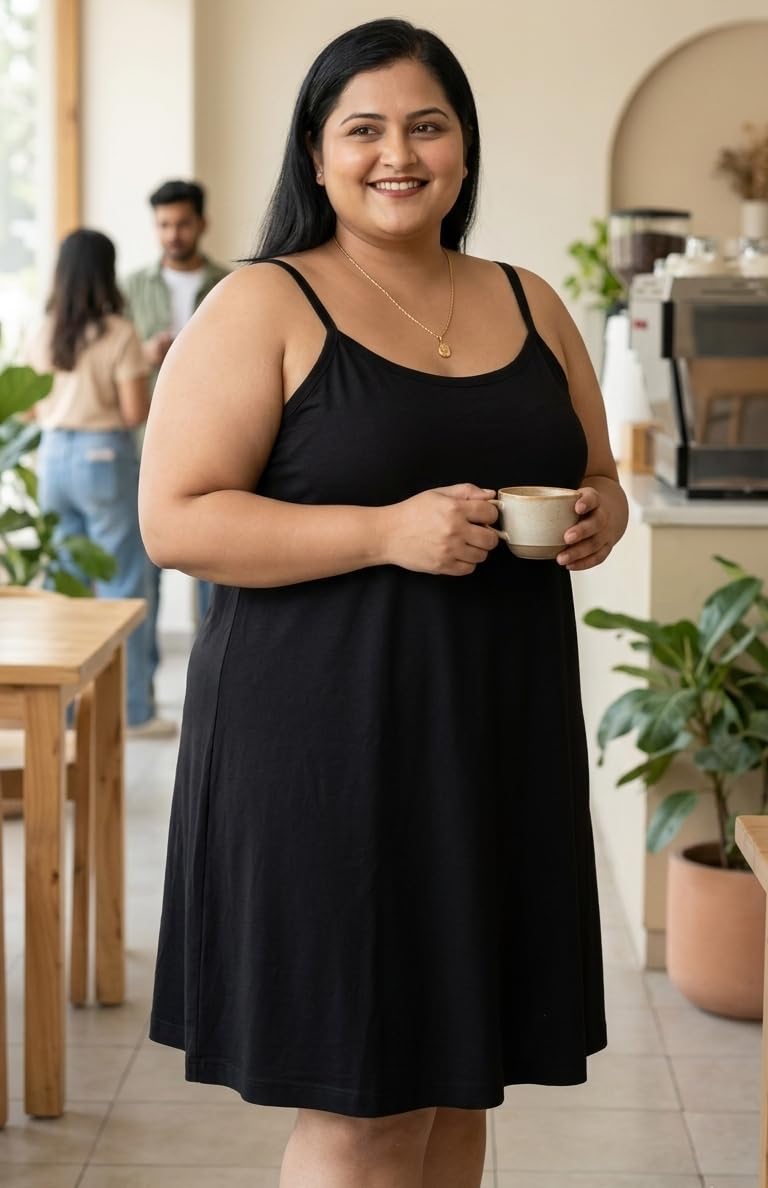 la rainbow Women Plus Size Hosiery Cotton Knee Length Long Camisole Nighty |Sameez| Kurti Slip | Spaghetti Strap Long Camisole for Women | Night Dress-picture-13