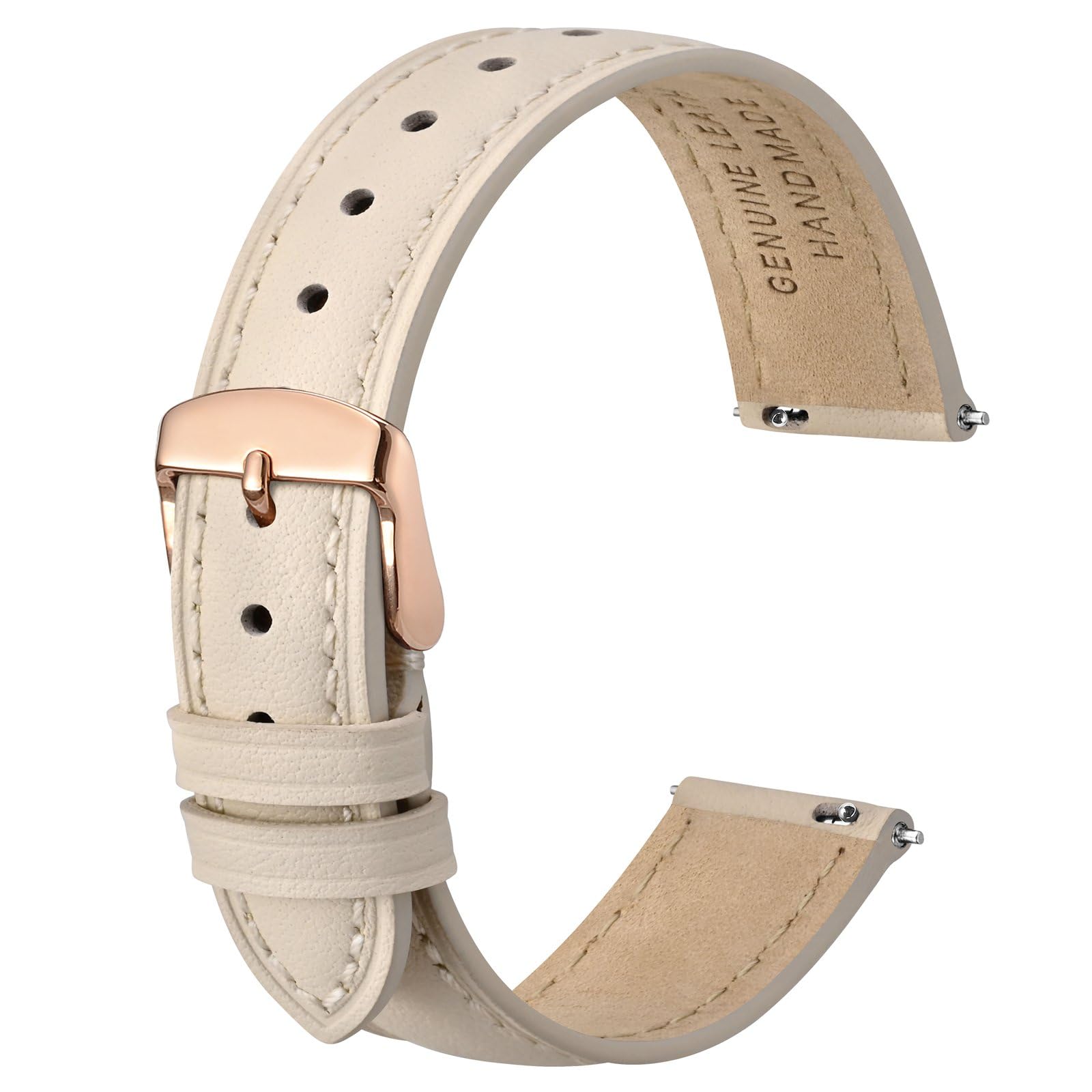ANBEER Flat Thin Elegant Genuine Leather Watch Strap