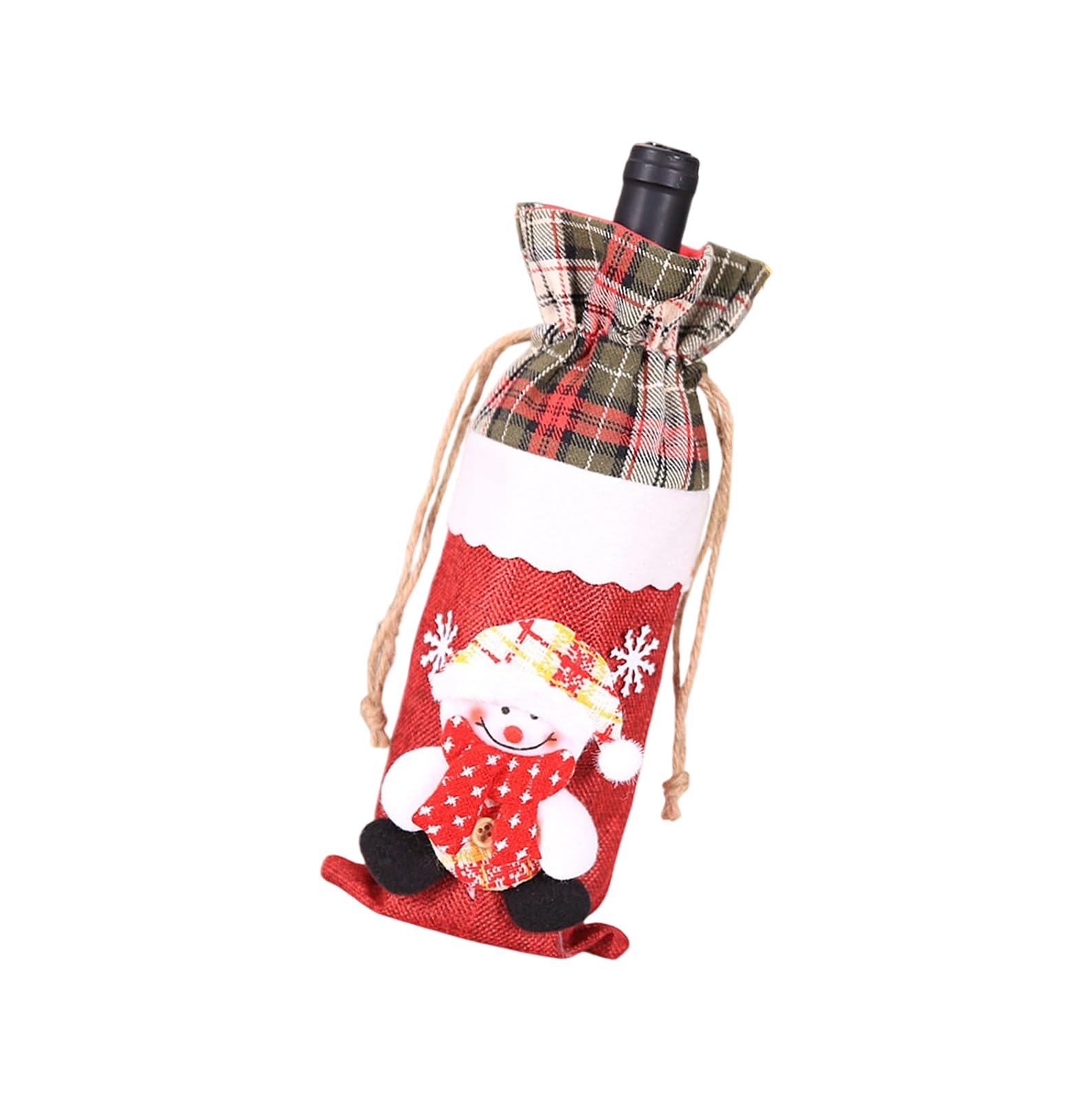 Buxuaaaa Holiday Themed Plush Wine Bottle Sleeve Santa Design Perfect for Christmas Gatherings and Festive Table Centerpieces Plush Champagne Bottle Sleeve