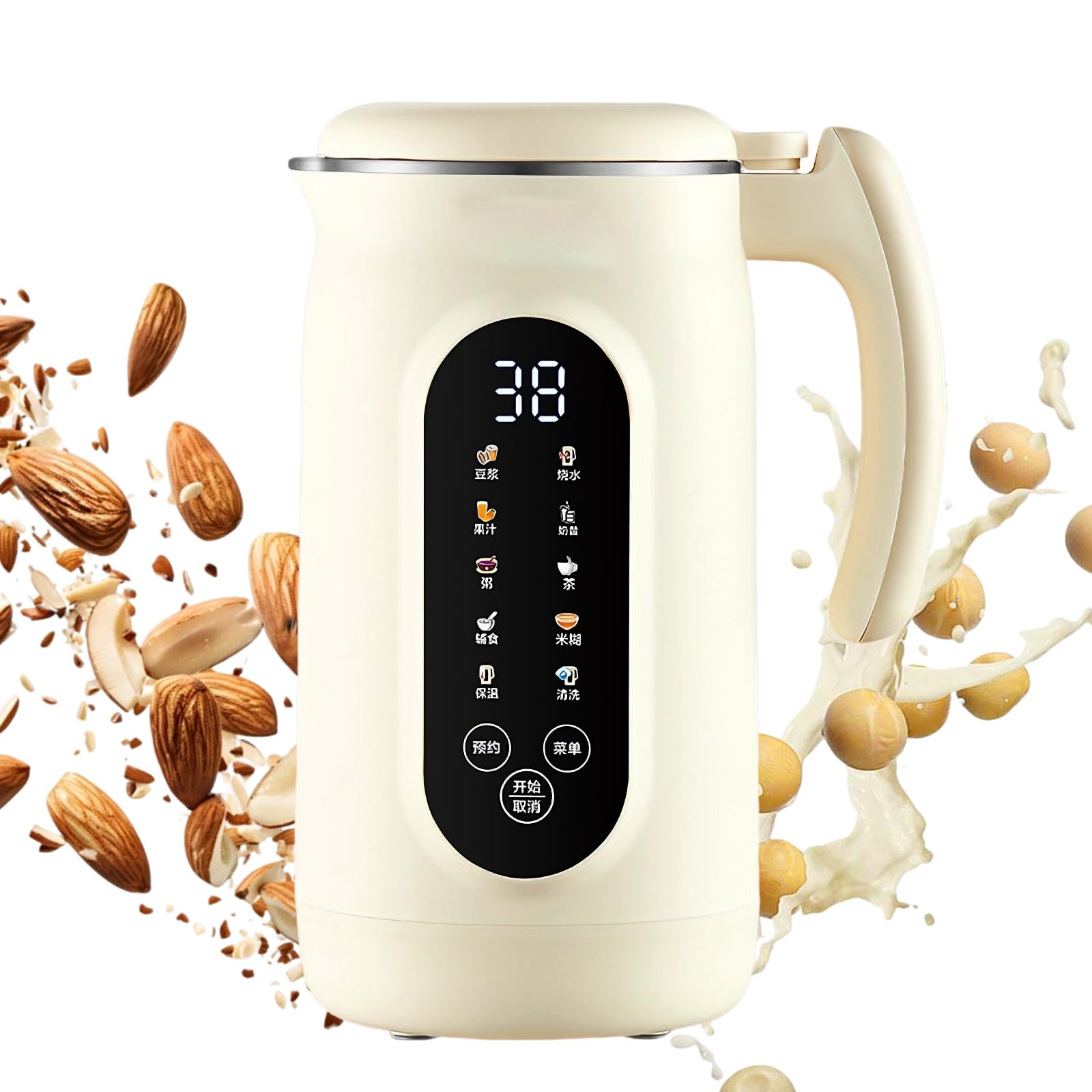 Ekspres do mleka orzechowego, automatyczny ekspres do mleka sojowego 1500 ml z ekranem dotykowym LED, opóźnienie 12 godzin i samooczyszczanie, do migdałów, owsa, soi, soku i smoothie