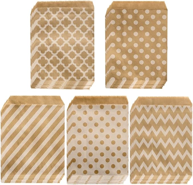 50 Pcs Small Kraft Paper Gift Bags Brown Paper Bags Party Bags Kraft