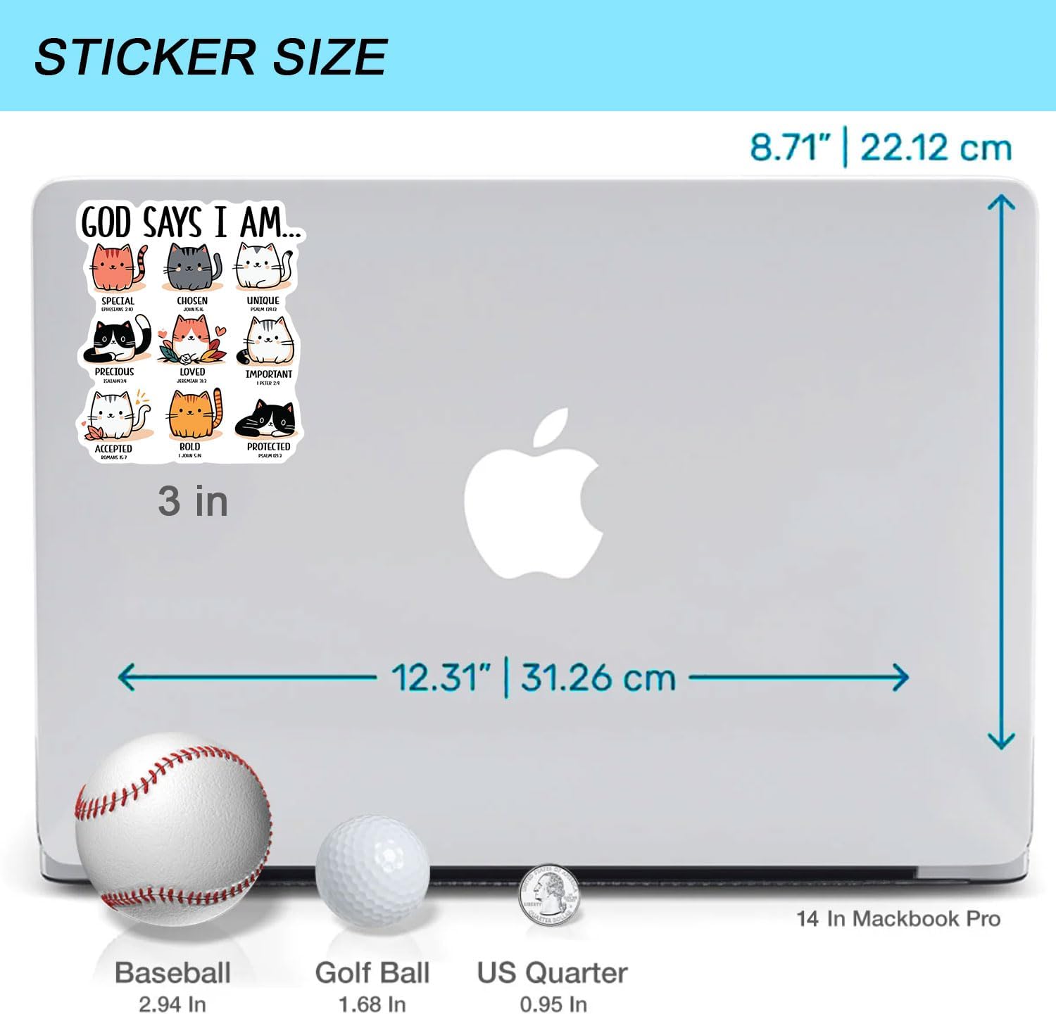 (3Pcs) God Says I Am Stickers 3'' Cat Sticker Funny Waterproof Decal for Water Bottle Journaling Laptop Kindle Stanley Cup Bumper - Image 3