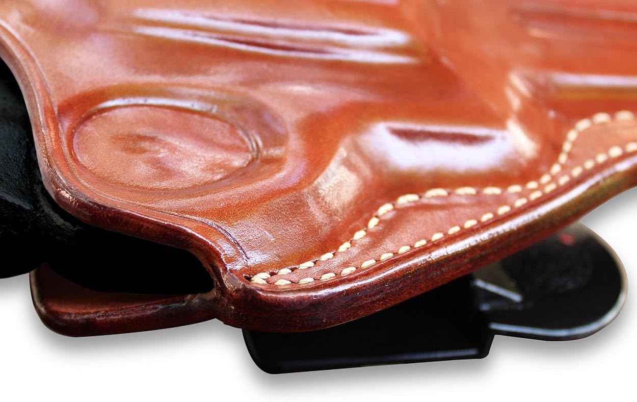 Masc Premium Leather Paddle Holster OWB with Thumb Break Fits Model 500 X-Frame 4-inch, Right Hand Draw, Brown Color #1433#
