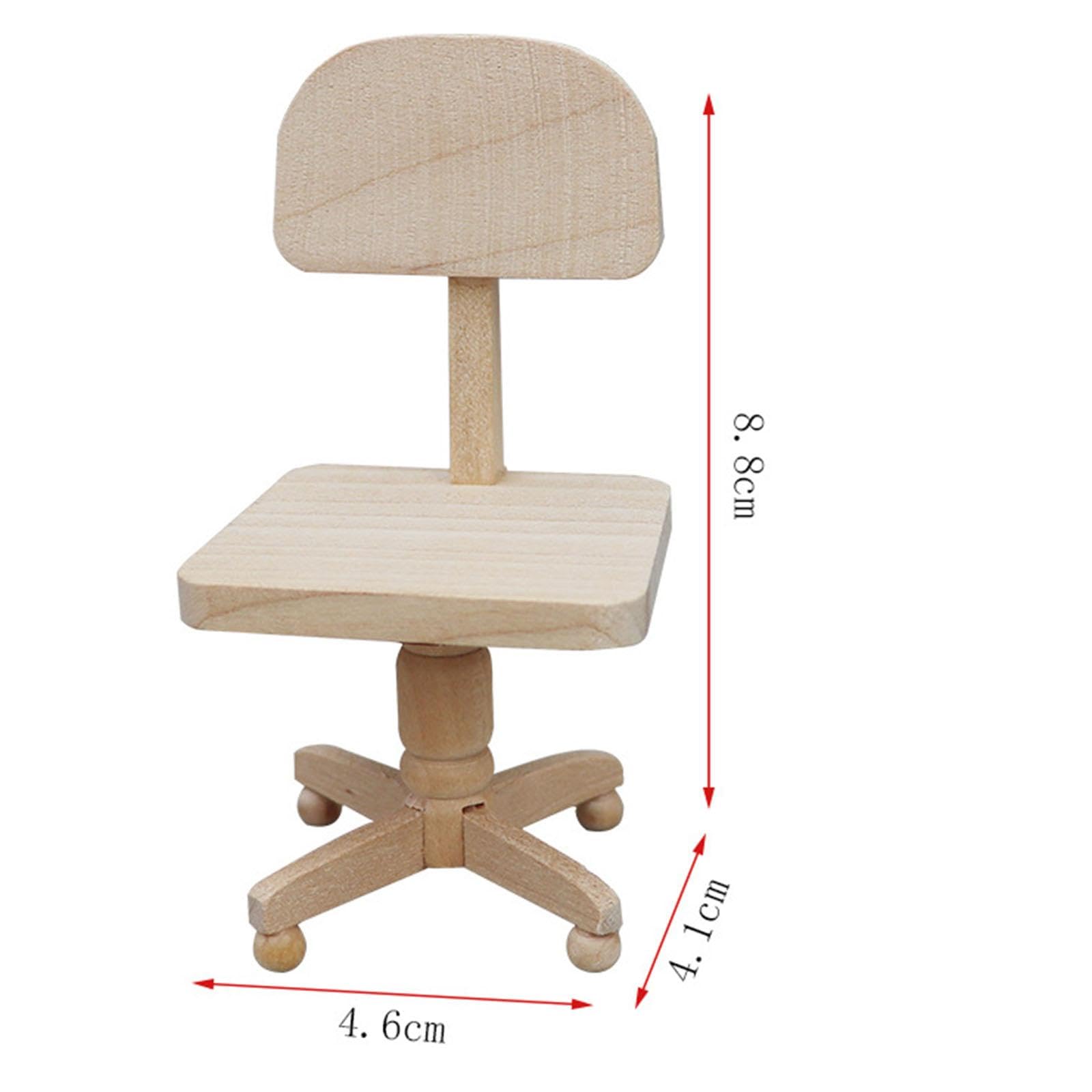 Sedia In Miniatura In Legno Scala 1:6 Per Casa Delle Bambole BJD - Moderna Fatta A Mano - Foto 6